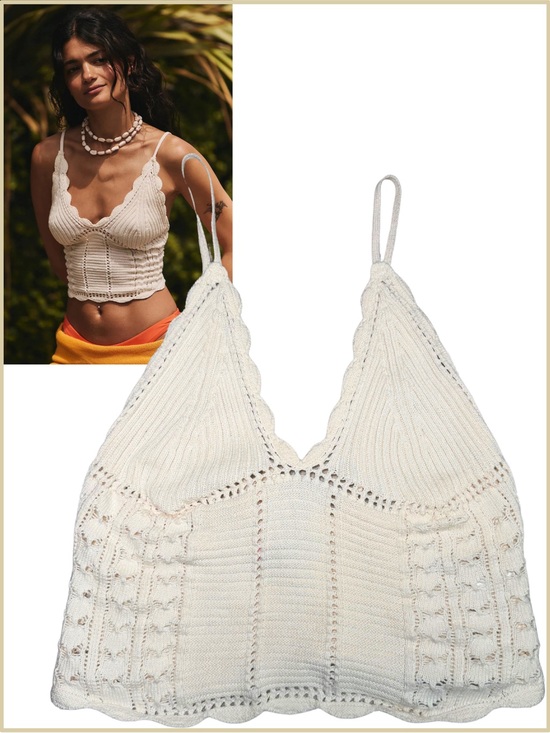 Free People Tops - Med NWOT - Free Beach - Knit Crochet-like Cropped Tank Top - Cream